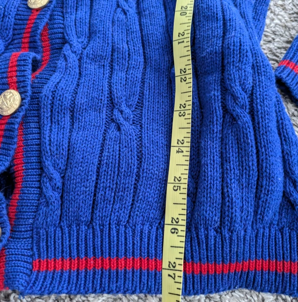Vtg Pendleton Blue Cardigan Sweater Gold  Button Front Cable Knit Small V Neck S